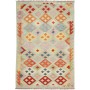 Tappeto Kilim Afghanistan Geometrico Verde Acqua Arancio 122