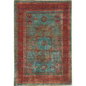 Tappeto Mamlouk Pakistan Medaglione Turchese Rosso Mattone E