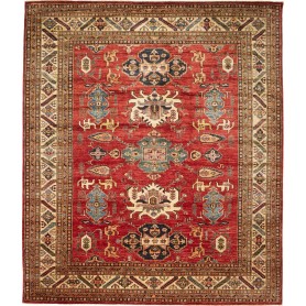 Tappeto Kazak Fine Pakistan Astratto Rosso Terracotta Blu Sc