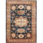 Tappeto Kazak Fine Pakistan Cornice Blu Profondo Crema 146x2