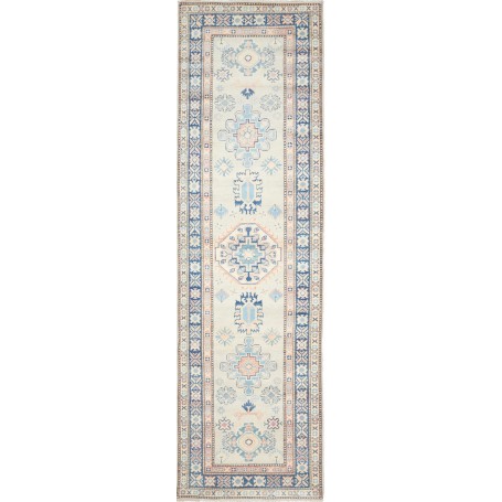 Tappeto Kazak Afghanistan Astratto Beige Blu 90x312 cm