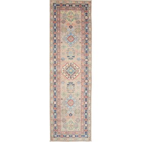 Tappeto Kazak Afghanistan Geometrico Beige Blu 81x287 cm