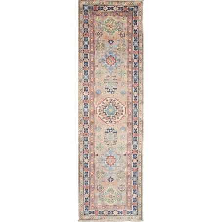 Tappeto Kazak Afghanistan Geometrico Beige Blu 81x287 cm