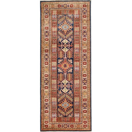 Tappeto Kazak Fine Pakistan Astratto Blu Rosso 77x200 cm