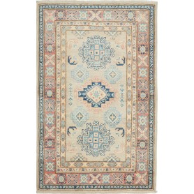 Tappeto Kazak Afghanistan Astratto Beige Blu 77x127 cm