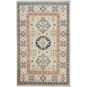 Tappeto Kazak Afghanistan Geometrico Crema Blu Navy 78x125 c
