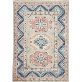 Tappeto Kazak Afghanistan Geometrico Beige Blu Navy 96x141 c