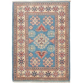 Tappeto Kazak Afghanistan Geometrico Blu Rosso Terracotta 62