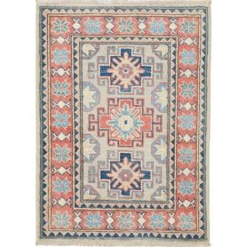 Tappeto Kazak Afghanistan Geometrico Grigio-beige Terracotta