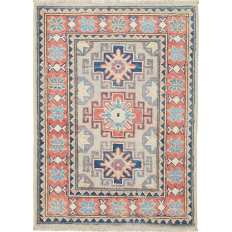 Tappeto Kazak Afghanistan Geometrico Grigio-beige Terracotta