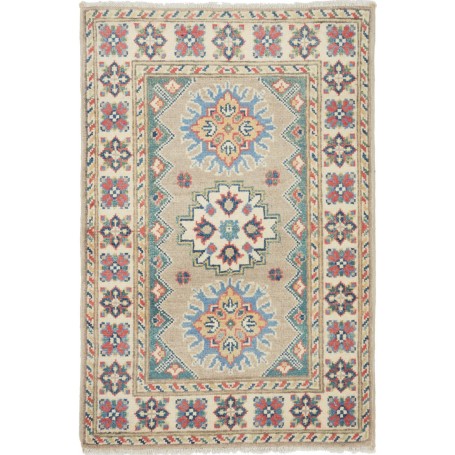 Tappeto Kazak Afghanistan Astratto Beige Blu 62x94 cm