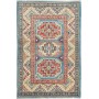 Tappeto Kazak Afghanistan Geometrico Blu Cielo Rosso Terraco