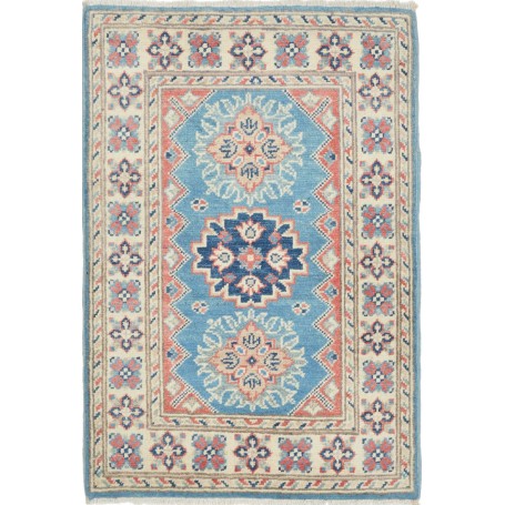 Tappeto Kazak Afghanistan Astratto Azzurro Crema 62x90 cm