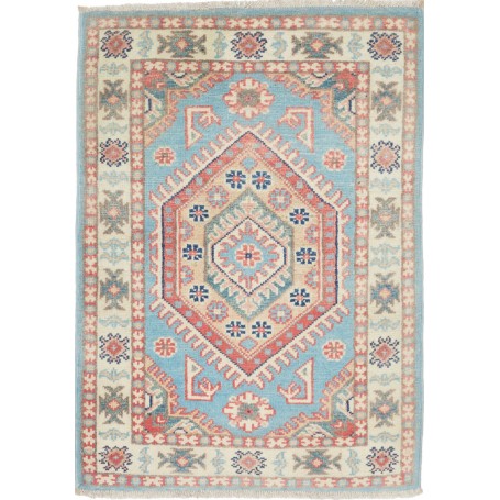 Tappeto Kazak Afghanistan Geometrico Azzurro Acquamarina Bei
