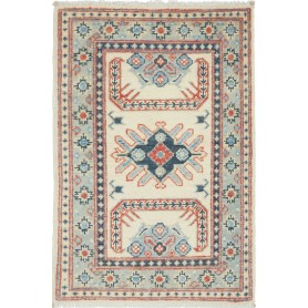 Tappeto Kazak Afghanistan Geometrico Crema Blu 60x90 cm