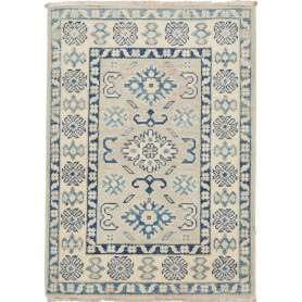 Tappeto Kazak Afghanistan Astratto Avorio Blu Indaco 66x93 c