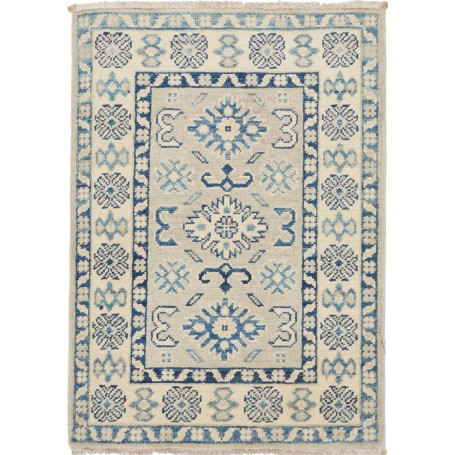 Tappeto Kazak Afghanistan Astratto Avorio Blu Indaco 66x93 c