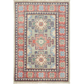 Tappeto Kazak Afghanistan Geometrico Verde Salvia Terracotta