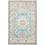 Tappeto Kazak Afghanistan Geometrico Azzurro Acquamarina 100