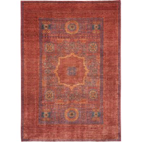 Tappeto Mamlouk Pakistan Geometrico Rosso Terracotta Blu Den