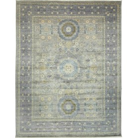 Tappeto Mamlouk Pakistan Geometrico Blu-grigio Crema 275x368