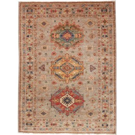 Tappeto Kazak Fine Pakistan Astratto Grigio Tortora Rosso Te