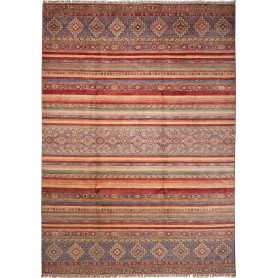 Tappeto Samarkand Pakistan Geometrico Rosso Blu 249x351 cm