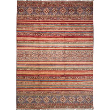 Tappeto Samarkand Pakistan Geometrico Rosso Blu 249x351 cm