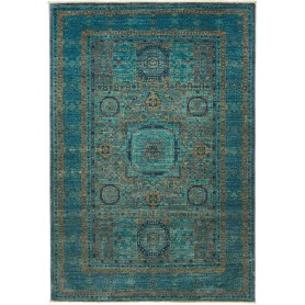 Tappeto Mamlouk Pakistan Medaglione Blu Petrolio Turchese 12