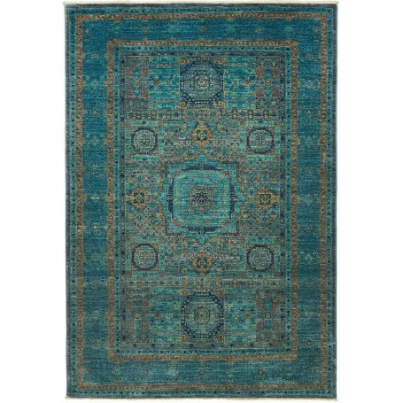 Tappeto Mamlouk Pakistan Medaglione Blu Petrolio Turchese 12