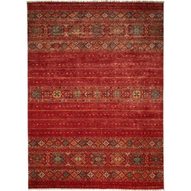 Tappeto Rubin Pakistan Geometrico Rosso Scarlatto Verde Acqu