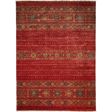 Tappeto Rubin Pakistan Geometrico Rosso Scarlatto Verde Acqu