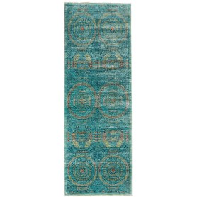 Tappeto Mamlouk Pakistan Astratto Turchese Di Ruggine Oro E
