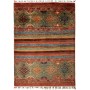 Tappeto Samarkand Pakistan Geometrico Verde Acqua Terracotta