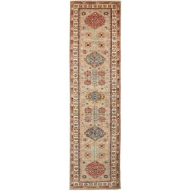 Tappeto Kazak Fine Pakistan Floreale Grigio-blu Tenue Rosso