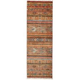 Tappeto Samarkand Pakistan Geometrico Terracotta Blu Petroli