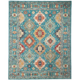 Tappeto Tribal Pakistan Geometrico Turchese Arancione Terrac