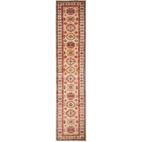 Tappeto Kazak Fine Pakistan Astratto Beige Rosso 86x405 cm