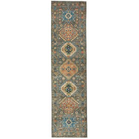 Tappeto Tribal Pakistan Geometrico Verde Petrolio Arancio 80