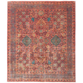 Tappeto Mamlouk Pakistan Geometrico Terracotta Turchese 249x