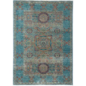 Tappeto Mamlouk Pakistan Geometrico Blu Pavone Turchese 81x1
