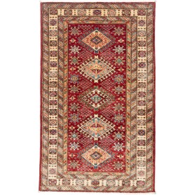Tappeto Kazak Fine Pakistan Astratto Rosso Intenso Beige 98x