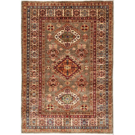 Tappeto Kazak Fine Pakistan Astratto Marrone-grigio Rosso Bo