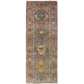 Tappeto Tribal Pakistan Geometrico Marrone Turchese 75x201 c