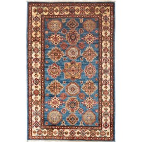 Tappeto Kazak Fine Pakistan Geometrico Blu Beige 101x151 cm