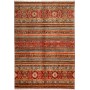 Tappeto Samarkand Pakistan Geometrico Rosso Turchese Ocra Ma