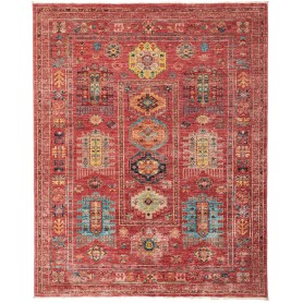 Tappeto Tribal Pakistan Astratto Rosso Terracotta Blu Ottani
