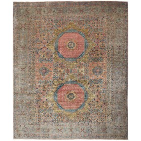 Tappeto Mamlouk Pakistan Medaglione Grigio Verde Terracotta