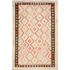 Tappeto Kilim Afghanistan Astratto Crema Arancione Ruggine G