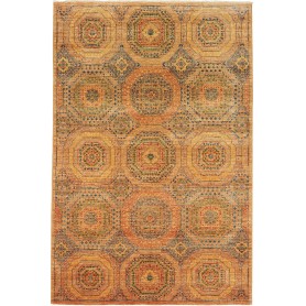 Tappeto Mamlouk Pakistan Geometrico Ocra Arancio Marrone Blu